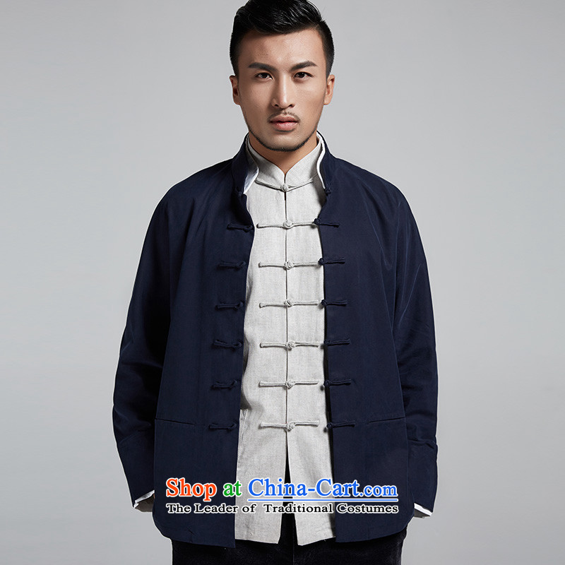 Fudo the Kwan Tak stylish Chinese men Tang dynasty 2015 autumn and winter double cuff Long-sleeve handsome casual jacket China wind men dark blue 46/L, de fudo shopping on the Internet has been pressed.