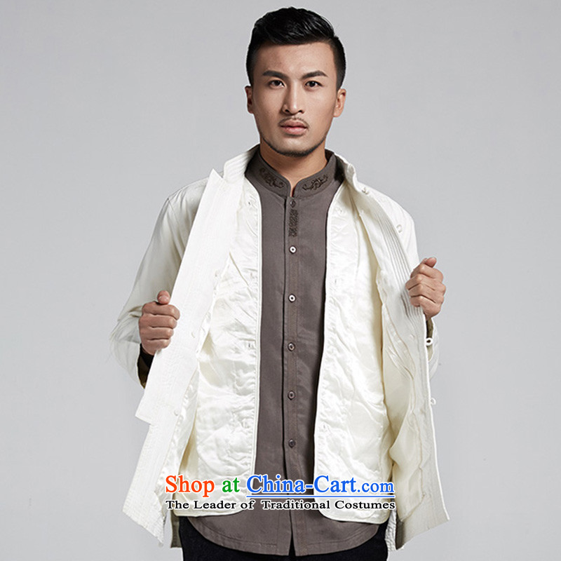 De Fudo United days pure white improved Tang dynasty men's robe in older knots in the leisure stay jacket tie china wind of men by 2015 autumn and winter, white聽XXXL
