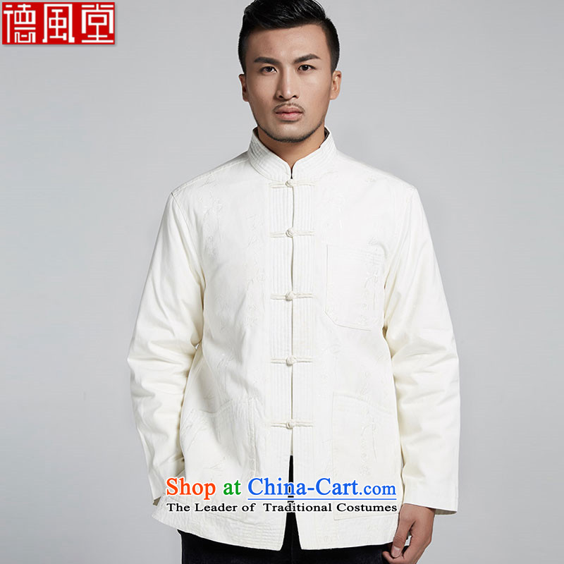 De Fudo United days pure white improved Tang dynasty men's robe in older knots in the leisure stay jacket tie china wind of men by 2015 autumn and winter, white XXXL, de fudo shopping on the Internet has been pressed.