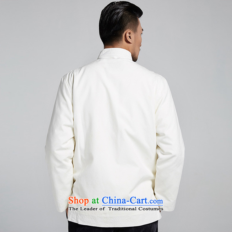 De Fudo United days pure white improved Tang dynasty men's robe in older knots in the leisure stay jacket tie china wind of men by 2015 autumn and winter, white XXXL, de fudo shopping on the Internet has been pressed.