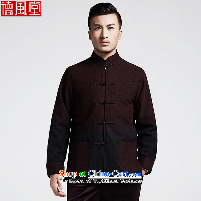 Fudo Magic Mok, wool gradient young men Tang dynasty 2015 autumn and winter coats flip sleeve thick, China wind men and black and red4XL