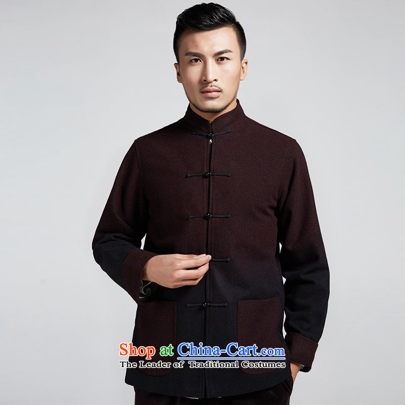Fudo Magic Mok, wool gradient young men Tang dynasty 2015 autumn and winter coats flip sleeve thick, China wind men 4XL, black and red de fudo shopping on the Internet has been pressed.