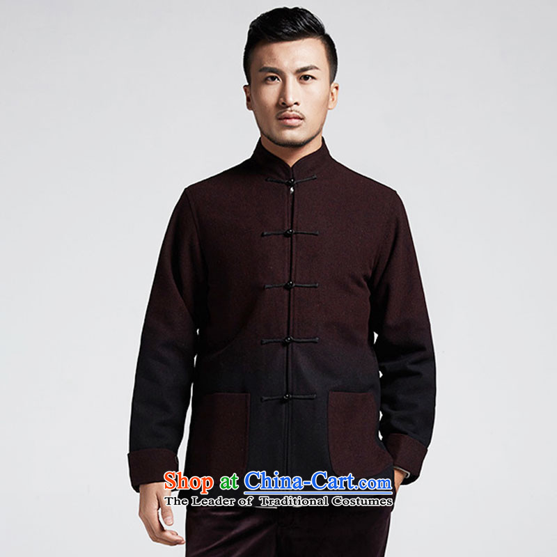 Fudo Magic Mok, wool gradient young men Tang dynasty 2015 autumn and winter coats flip sleeve thick, China wind men 4XL, black and red de fudo shopping on the Internet has been pressed.