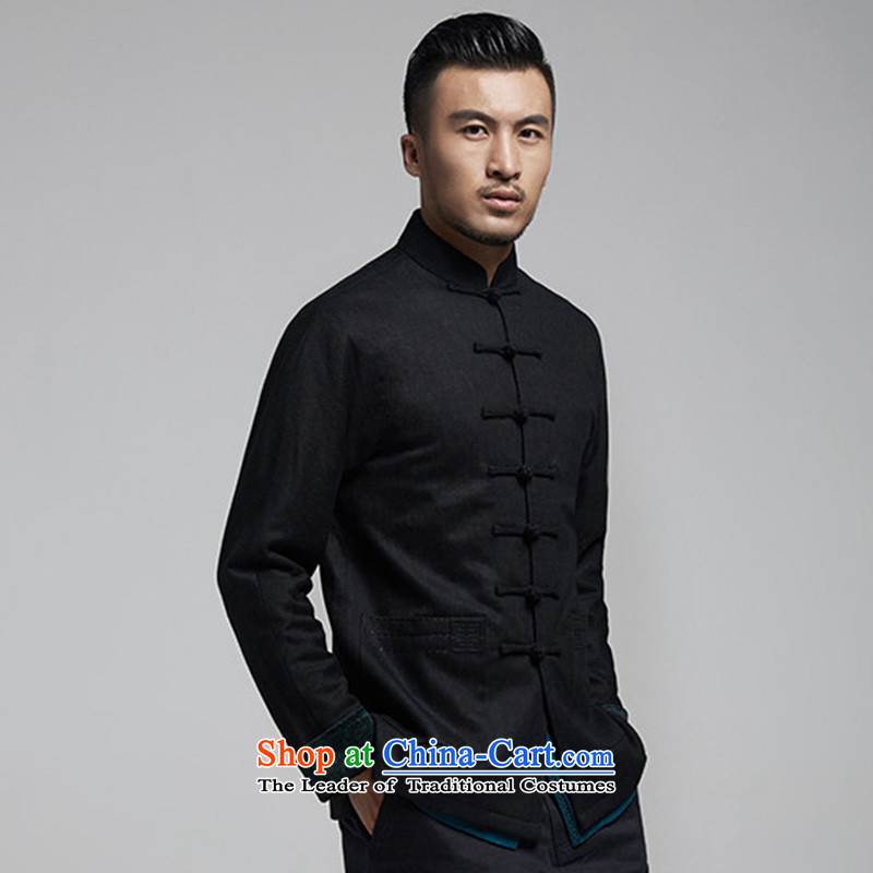 Fudo look forward Kwan Tak Sau San? Boxed autumn gross men Tang jackets China wind long sleeved shirt over load shoulder autumn and winter, black , L'Fudo shopping on the Internet has been pressed.