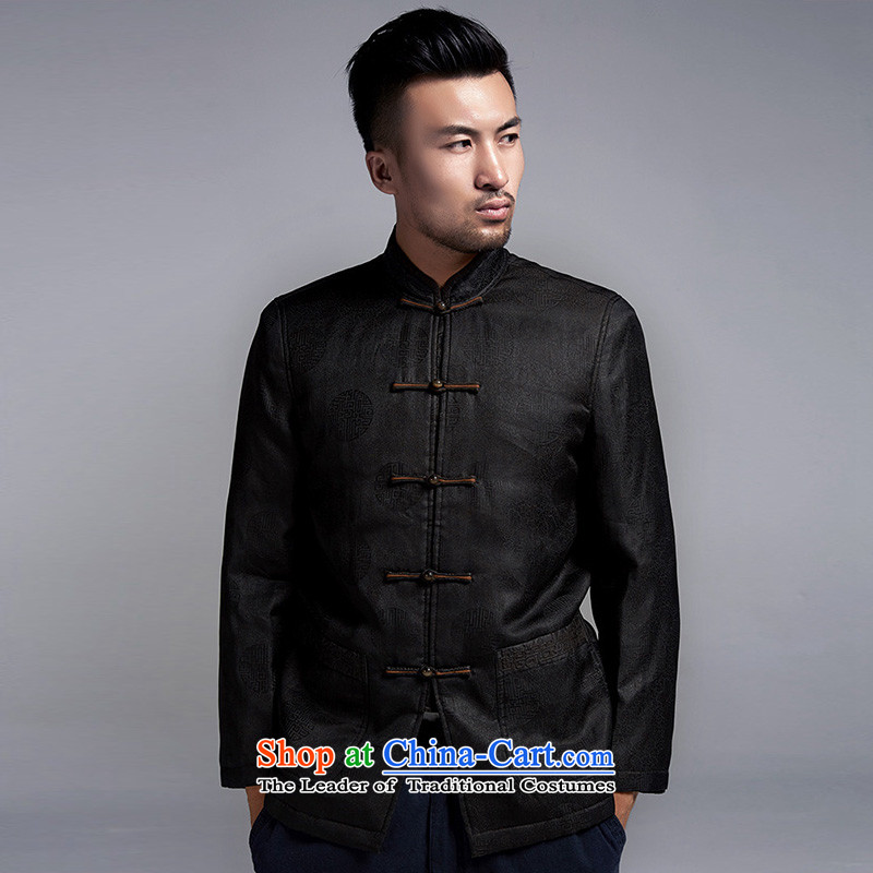 De Fudo days incense cloud of men in Tang Dynasty older Chinese Men's Mock-Neck robe 2015 autumn and winter China wind black M de fudo shopping on the Internet has been pressed.