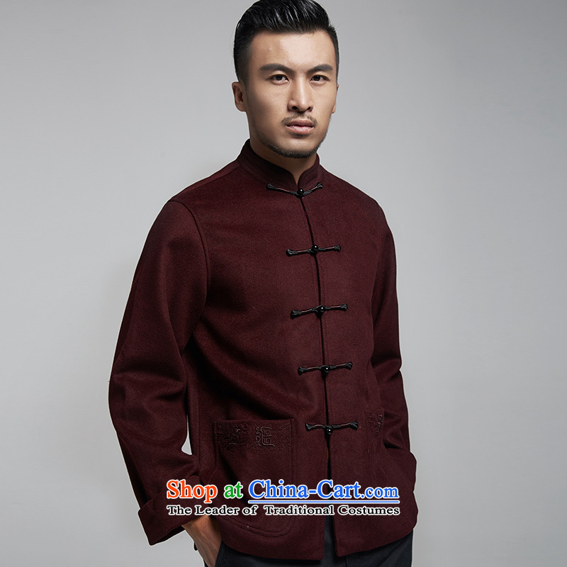 De Fudo Kiyomasa older men Tang dynasty long-sleeved jacket for autumn and winter 2015 Chinese father replacing three-dimensional construction warm China wind men聽4XL, wine red de fudo shopping on the Internet has been pressed.