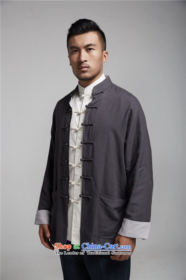 Tak Park Fudo linen traditional style even rotator cuff men Tang jackets Chinese leisure shirt China wind spring and autumn 2015 men's dark gray XXXL picture, prices, brand platters! The elections are supplied in the national character of distribution, so action, buy now enjoy more preferential! As soon as possible.
