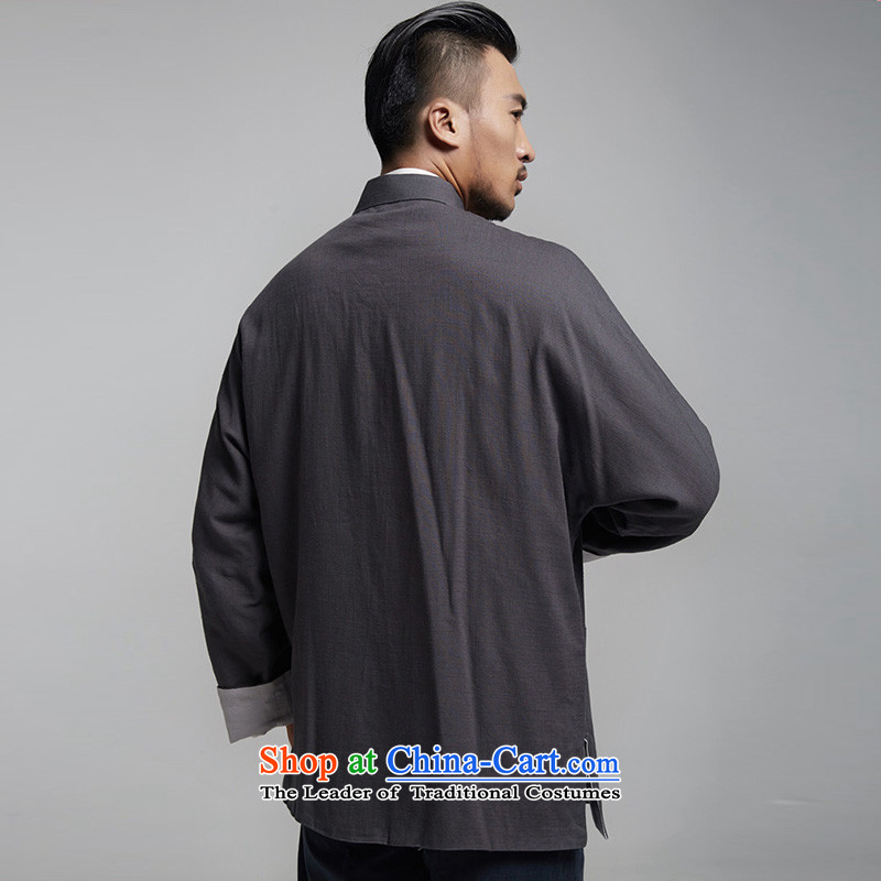 Tak Park Fudo linen traditional style even rotator cuff men Tang jackets Chinese leisure shirt China wind spring and autumn 2015 men's dark gray XXXL, de fudo shopping on the Internet has been pressed.