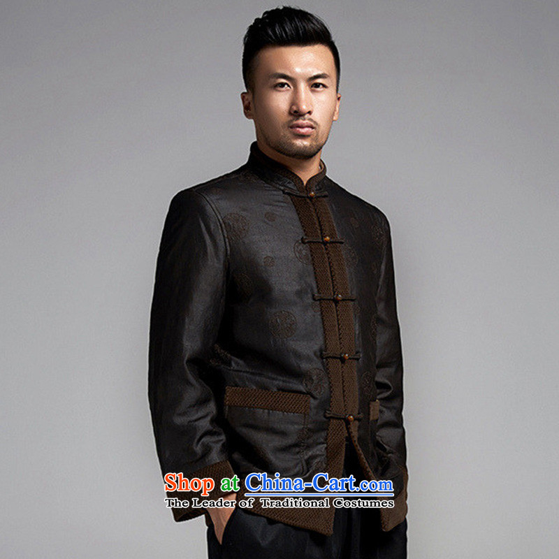 Fudo de Man Days drunken upscale Tang dynasty long-sleeved jacket for autumn and winter 2015 China wind older silk robe thick black jacket, 46/L, de fudo shopping on the Internet has been pressed.
