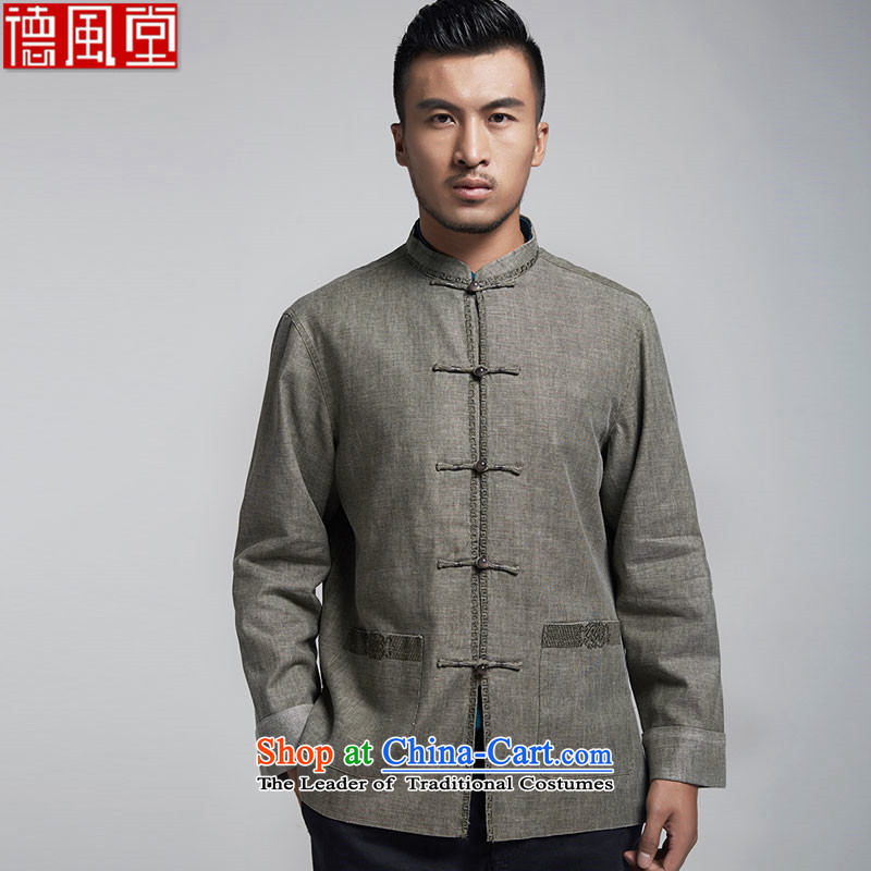 Fudo are Jacob De linen men Tang dynasty long-sleeved shirt spring and autumn 2015 China Wind Jacket Chinese embroidery nacre older L