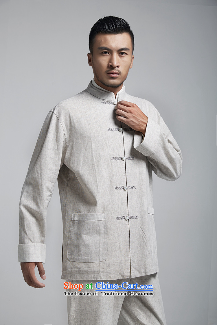 Fudo de Tang dynasty linen plain rowdy men long-sleeved top Chinese leisure jacket embroidered original China wind spring and autumn 2015 men's light gray XXXL picture, prices, brand platters! The elections are supplied in the national character of distribution, so action, buy now enjoy more preferential! As soon as possible.