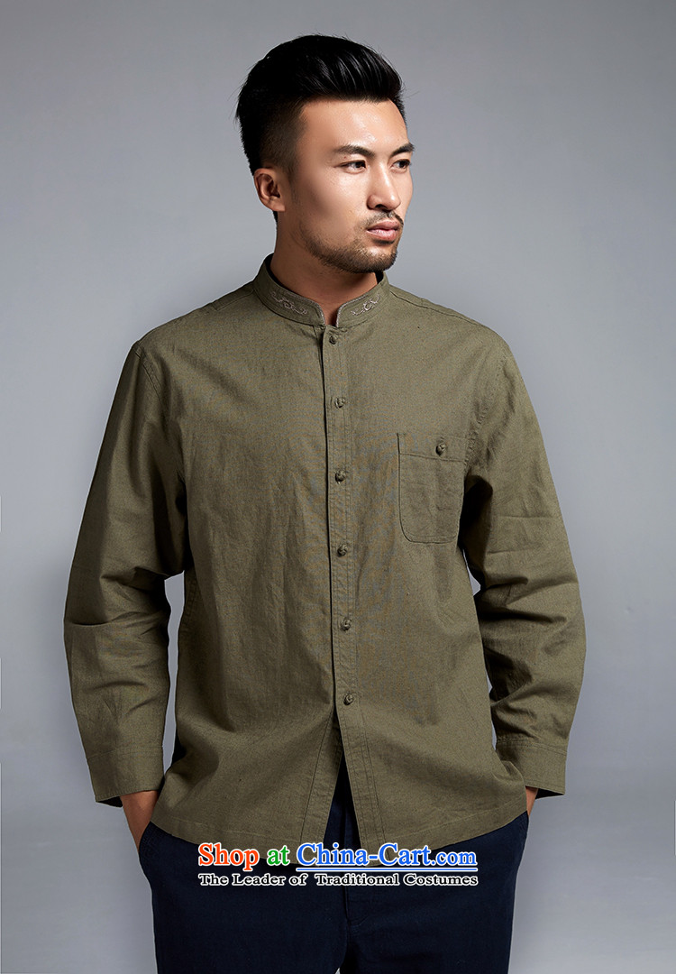 De Fudo p. Xuan cotton linen long-sleeved shirt collar Chinese men in Tang Dynasty older men boutique China wind army green XXL picture, prices, brand platters! The elections are supplied in the national character of distribution, so action, buy now enjoy more preferential! As soon as possible.