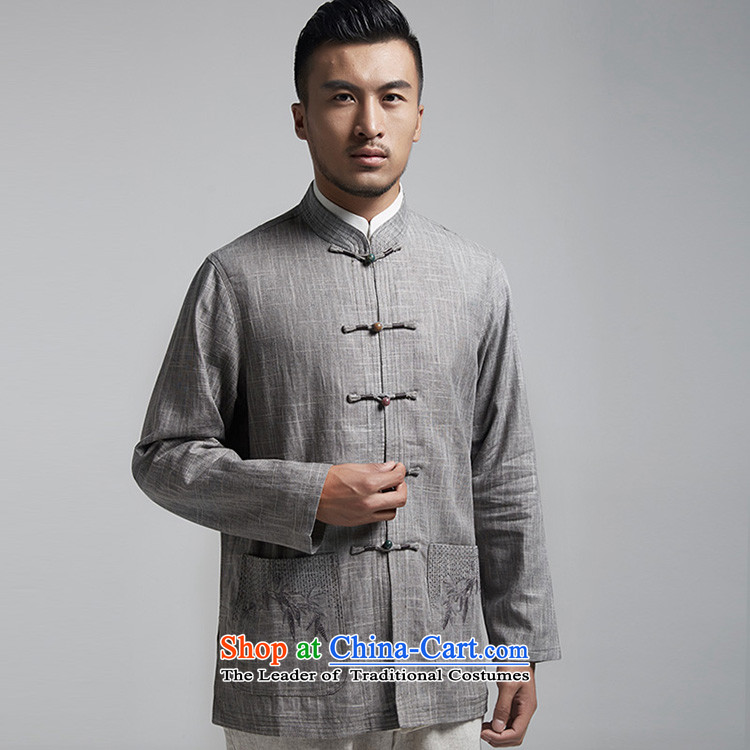 Fudo cheng bamboo linen, the elderly in the Tang dynasty China wind up male shirt clip embroidery 2015 autumn and winter coats of light gray XXXL leisure picture, prices, brand platters! The elections are supplied in the national character of distribution, so action, buy now enjoy more preferential! As soon as possible.