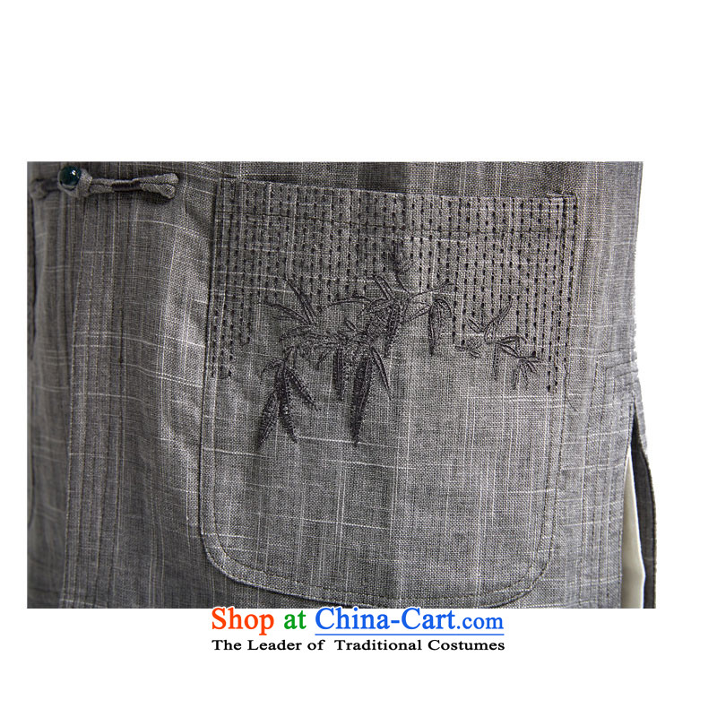 Fudo cheng bamboo linen, the elderly in the Tang dynasty China wind up male shirt clip embroidery 2015 autumn and winter coats of light gray XXXL, leisure de fudo shopping on the Internet has been pressed.