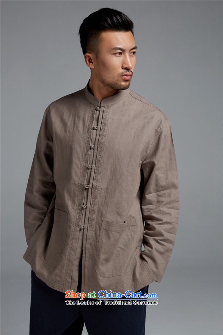 Fudo Kim cold de 2015 cotton linen breathable long-sleeved shirt collar Chinese Tang blouses in older men China wind brown XXL picture, prices, brand platters! The elections are supplied in the national character of distribution, so action, buy now enjoy more preferential! As soon as possible.