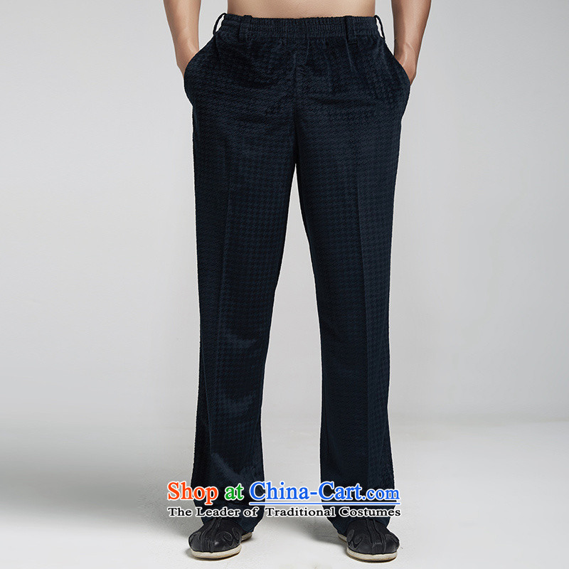 Fudo de 2015 good deeds velvet men Tang dynasty autumn and winter casual pants embroidery elastic waist Chinese China wind men dark blue 44/M, de fudo shopping on the Internet has been pressed.