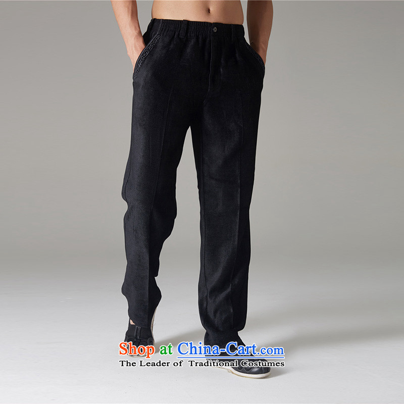 His Excellency de fudo lint-free by 2015 Chinese Tang pants autumn and winter upscale embroidery three-dimensional construction TROUSERS-men's trousers, black 2XL, de fudo shopping on the Internet has been pressed.