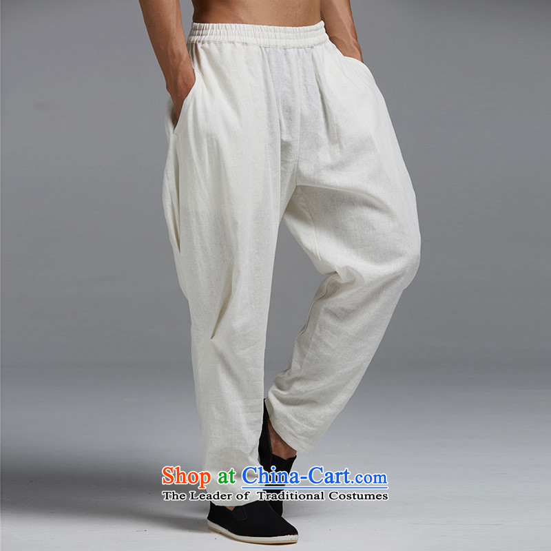 Fudo by cloud de cotton linen spring and summer 2015 men's trousers, Tang Dynasty Chinese elastic waist trousers Harun stylish core Shuai China wind White XL, Tak Fudo shopping on the Internet has been pressed.
