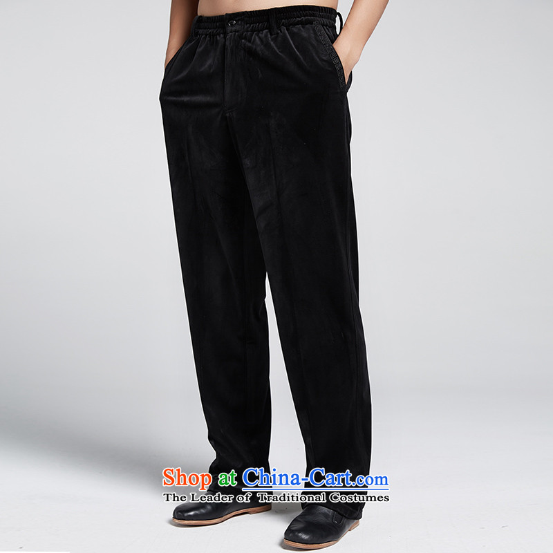 Fudo de passed through clouds  2015 autumn and winter Chinese men casual pants Tang Kim elastic waist trousers and velvet violet , L'Fudo shopping on the Internet has been pressed.