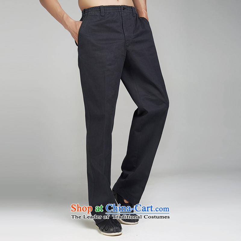 De Fudo* 2015 cotton pants elastic waist of autumn and winter Tang dynasty China wind-men's trousers, a blue 46, is fudo shopping on the Internet has been pressed.