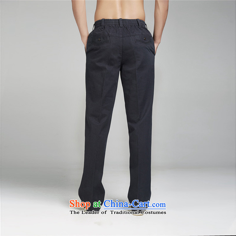 De Fudo* 2015 cotton pants elastic waist of autumn and winter Tang dynasty China wind-men's trousers, a blue 46, is fudo shopping on the Internet has been pressed.