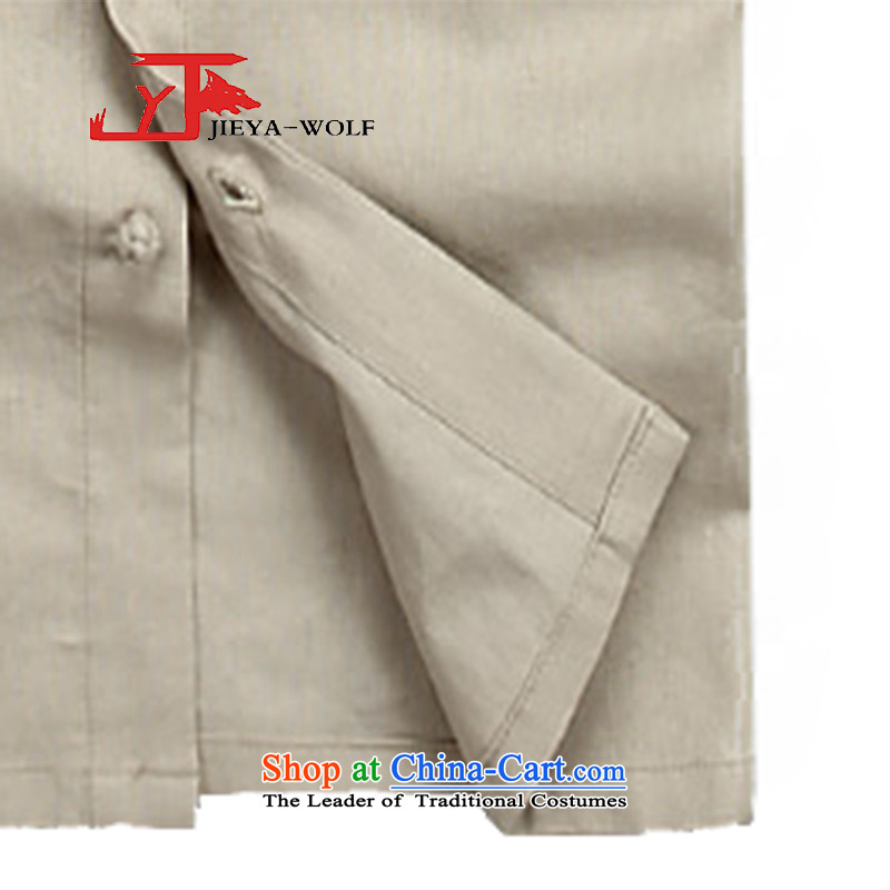 - Wolf JIEYA-WOLF15, Tang dynasty, Short-Sleeve Men's solid color summer cotton linen stylish China wind men stars) m White 165/S,JIEYA-WOLF,,, shopping on the Internet