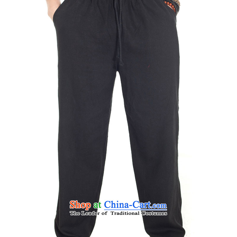 Fudo de- Tang dynasty linen Summer 2015 men's trousers, pants liberal Chinese pant elastic original China wind men black XXL, de fudo shopping on the Internet has been pressed.