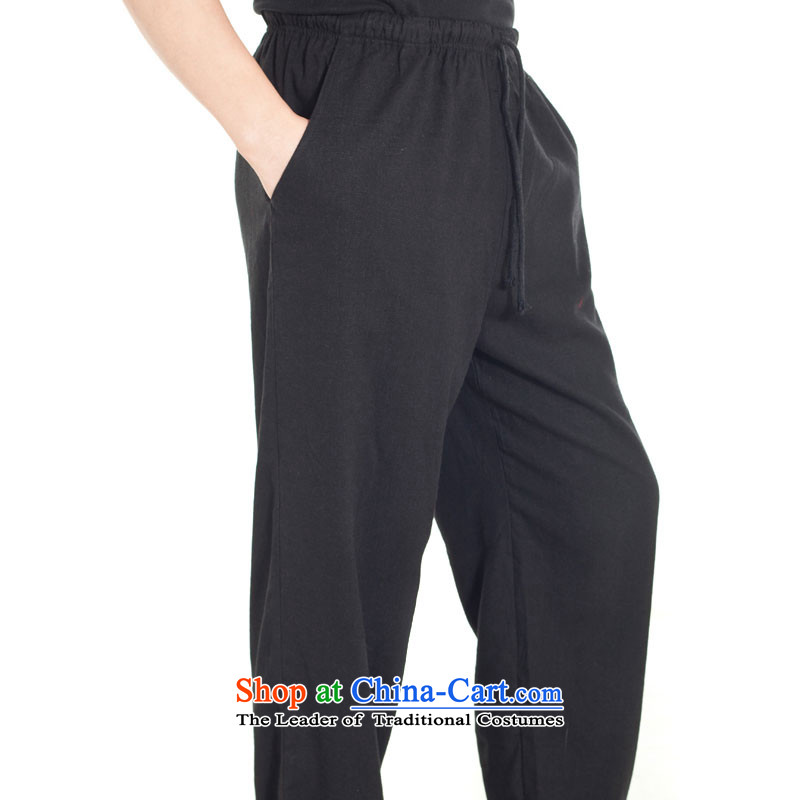 Fudo de- Tang dynasty linen Summer 2015 men's trousers, pants liberal Chinese pant elastic original China wind men black XXL, de fudo shopping on the Internet has been pressed.