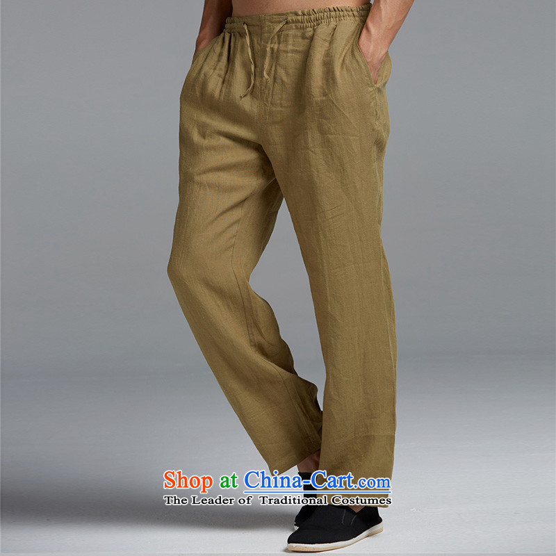 Fudo de Tang Dynasty Carbonized high?2015 men's trousers Chinese elastic casual summer men's trousers, China wind yellow and green XXXL, de fudo shopping on the Internet has been pressed.