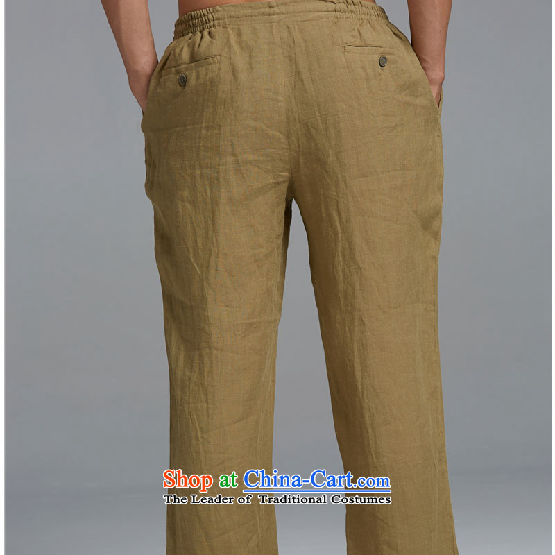 Fudo de Tang Dynasty Carbonized high?2015 men's trousers Chinese elastic casual summer men's trousers, China wind yellow and green XXXL, de fudo shopping on the Internet has been pressed.