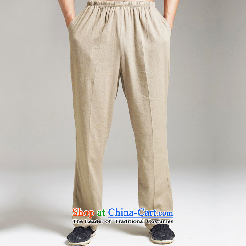 De Fudo Tobita, Master of Winds in cotton linen pants Tang older men light summer 2015) Elastic waist XL China wind the green , L'Fudo shopping on the Internet has been pressed.