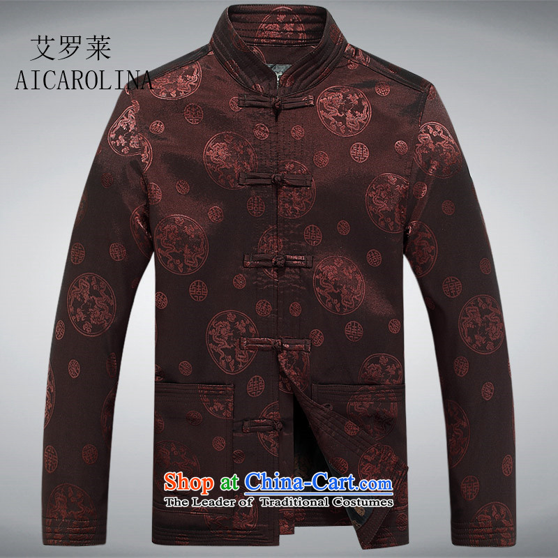 Hiv Rollet Spring China wind collar long-sleeved shirts and autumn and winter coats of elderly Chinese Tang dynasty coffee-colored , L, HIV (AICAROLINA ROLLET) , , , shopping on the Internet