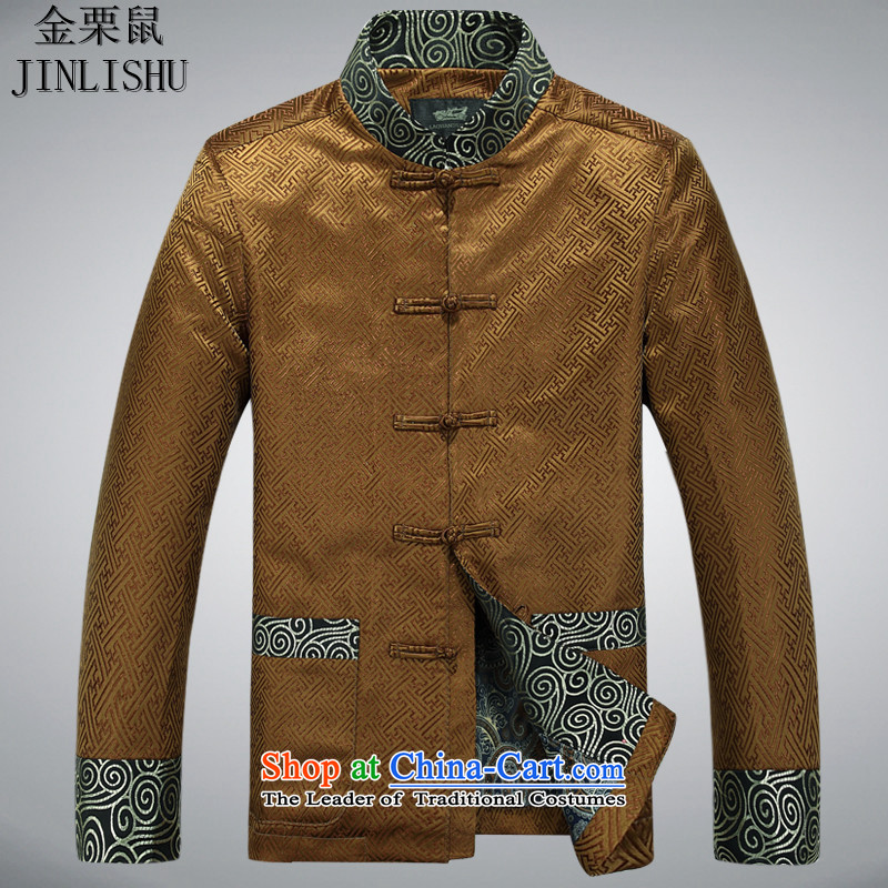 Kanaguri Mouse Tang Dynasty Chinese men's long-sleeved blouses and Tang China Wind Jacket dress gold , L kanaguri mouse (JINLISHU) , , , shopping on the Internet
