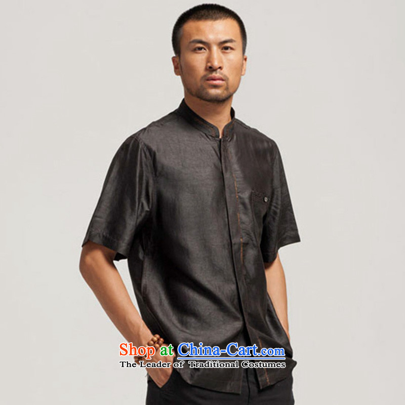 De Fudo toshimasa silk Heung-cloud Tang dynasty yarn summer short-sleeved T-shirt Chinese shirt China wind men black M de fudo shopping on the Internet has been pressed.