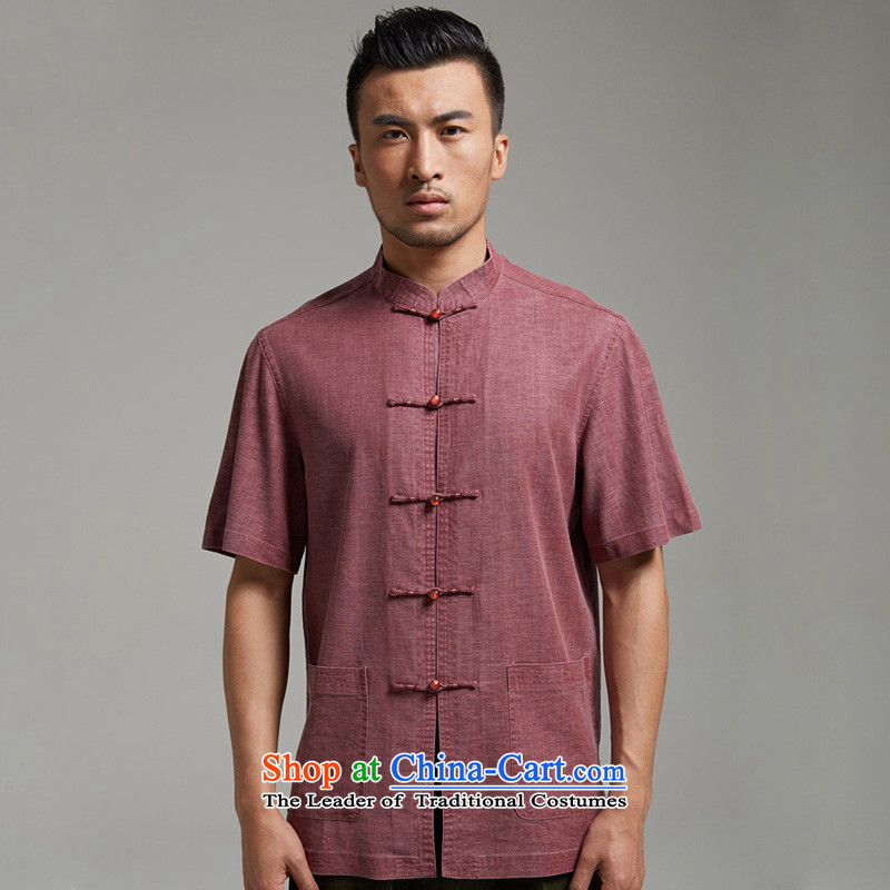 De Fudo dust-middle-aged men Tang blouses cotton linen short-sleeved Summer 2015 new products China wind men XXXL, wine red de fudo shopping on the Internet has been pressed.