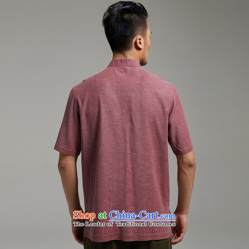 De Fudo dust-middle-aged men Tang blouses cotton linen short-sleeved Summer 2015 new products China wind men XXXL, wine red de fudo shopping on the Internet has been pressed.
