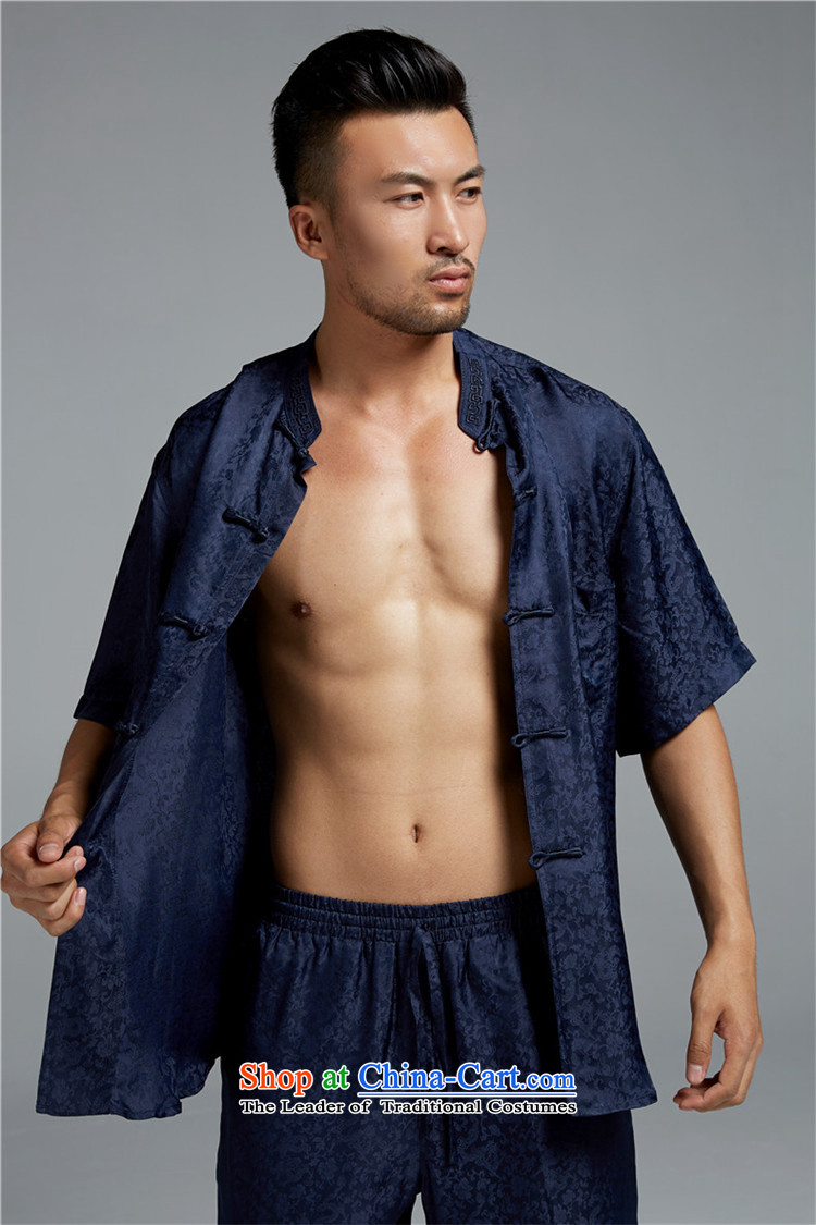 Fudo de Xinghe Silk Tang Dynasty Chinese Disc short-sleeved detained men's shirt collar Soo-China wind 2015 Summer Dark Blue XL Photo, prices, brand platters! The elections are supplied in the national character of distribution, so action, buy now enjoy more preferential! As soon as possible.