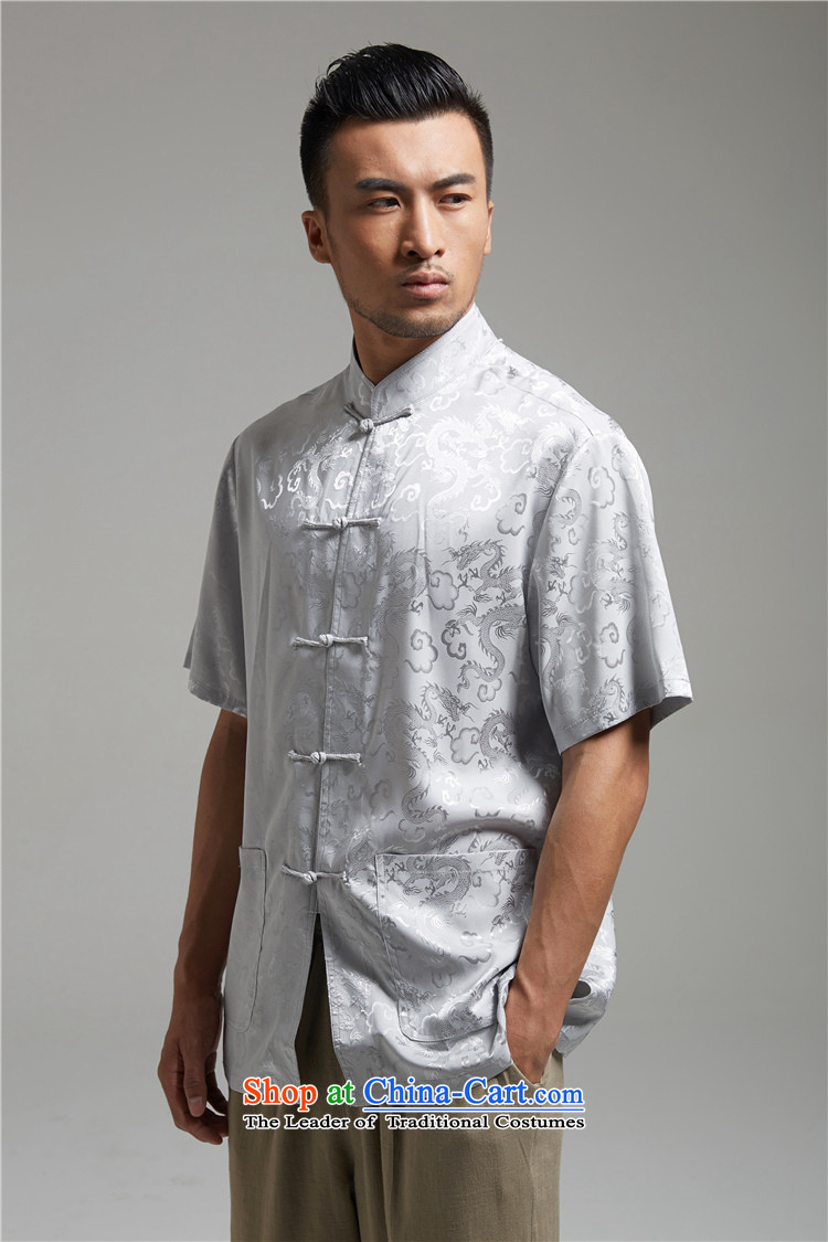Fudo de Canada embroidered dragon short-sleeved Tang dynasty 2015 new summer of Chinese ethnic men light gray XXL picture, prices, brand platters! The elections are supplied in the national character of distribution, so action, buy now enjoy more preferential! As soon as possible.