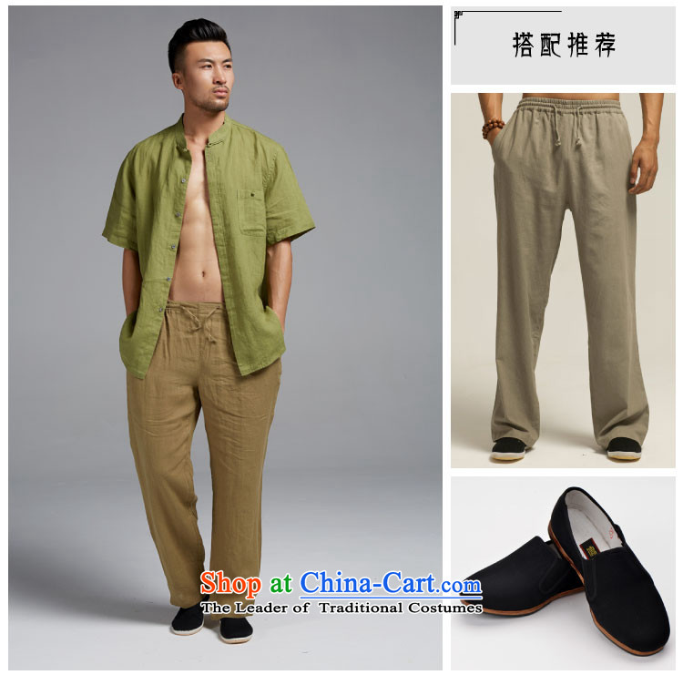 Fudo Beam House de 2015 new linen Chinese short-sleeved shirt with Tang Dynasty summer improved breathability and comfort China wind men dark green M picture, prices, brand platters! The elections are supplied in the national character of distribution, so action, buy now enjoy more preferential! As soon as possible.