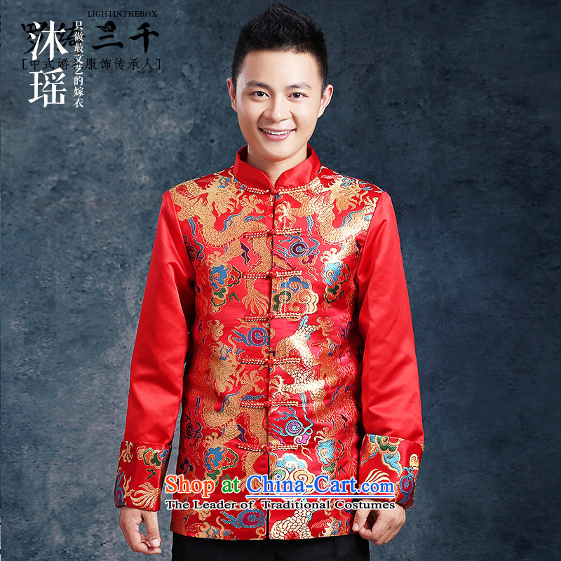 Bathing in the bridegroom Chinese style wedding suit Yao Classics bows services-soo marriage wo men serving Chinese tunic autumn and winter Tang Gown of worship men wear large thick red tailored red XL chest 130CM, Mu Yao , , , shopping on the Internet