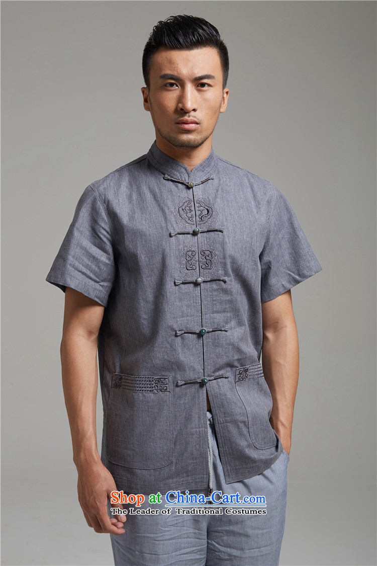 De Fudo Ka Shui Tang dynasty 2015 summer short-sleeved linen Chinese men detained in older leisure disc) China Wind Light Gray L picture, prices, brand platters! The elections are supplied in the national character of distribution, so action, buy now enjoy more preferential! As soon as possible.
