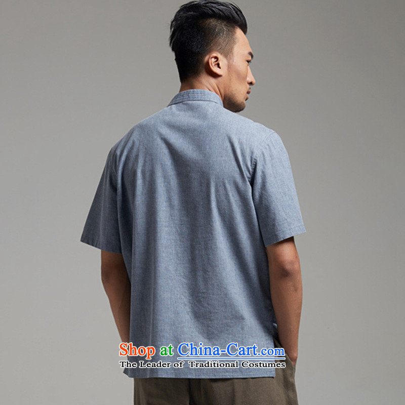 De Fudo Eater of Days Tang dynasty 2015 men's summer short-sleeved Chinese elderly in the improvement of Han-China wind men light blue M de fudo shopping on the Internet has been pressed.