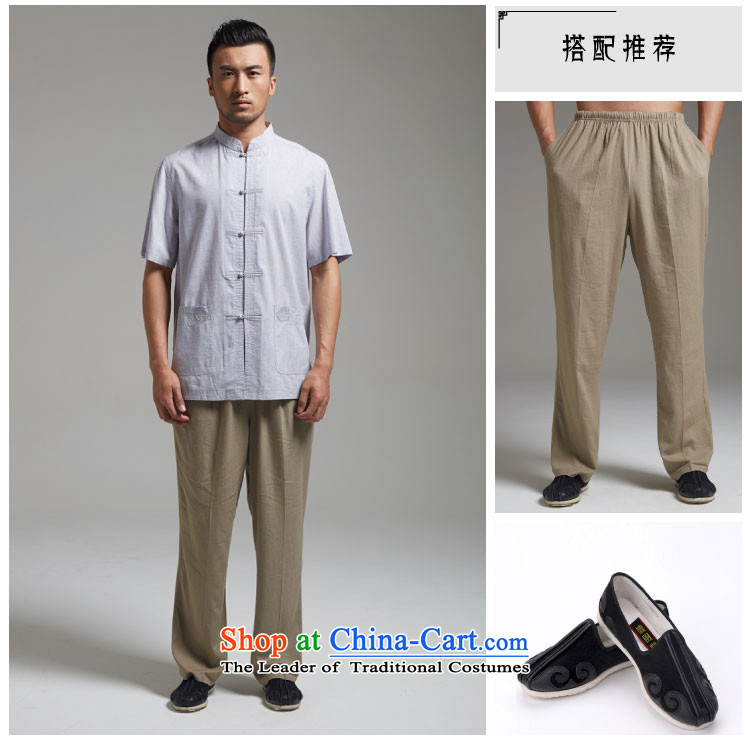 Fudo Xiao Chu Tak cotton linen collar Chinese short-sleeved men Tang dynasty 2015 Summer New China wind men light gray M picture, prices, brand platters! The elections are supplied in the national character of distribution, so action, buy now enjoy more preferential! As soon as possible.