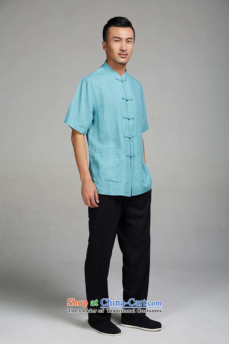 Fudo-yuk should, by 2015, older men linen Tang dynasty short-sleeved shirt embroidery summer China wind large Chinese clothing yellow and green L picture, prices, brand platters! The elections are supplied in the national character of distribution, so action, buy now enjoy more preferential! As soon as possible.
