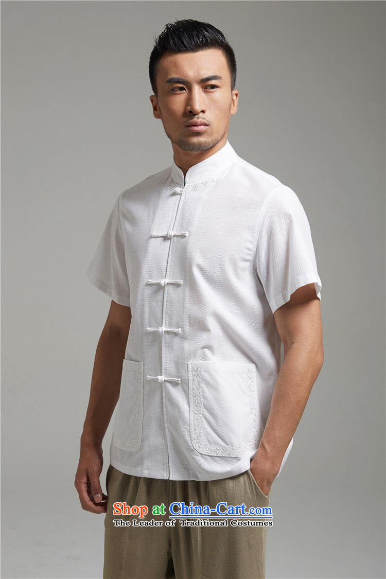 De Fudo High Energy 2015 Cotton Men Tang dynasty short-sleeved shirt with tie up Chinese embroidery chic facade Chinese clothing White 4XL Photo, prices, brand platters! The elections are supplied in the national character of distribution, so action, buy now enjoy more preferential! As soon as possible.