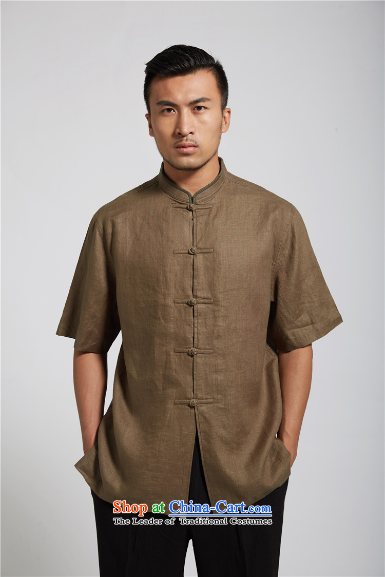 Fudo Pik-Ha Tak 2015 summer short-sleeved linen Tang dynasty male in his shirt-sleeves for summer collar Chinese comfortable Chinese clothing XXXL Army green picture, prices, brand platters! The elections are supplied in the national character of distribution, so action, buy now enjoy more preferential! As soon as possible.