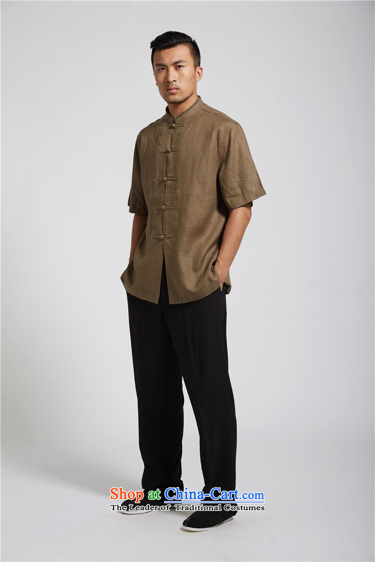 Fudo Pik-Ha Tak 2015 summer short-sleeved linen Tang dynasty male in his shirt-sleeves for summer collar Chinese comfortable Chinese clothing XXXL Army green picture, prices, brand platters! The elections are supplied in the national character of distribution, so action, buy now enjoy more preferential! As soon as possible.