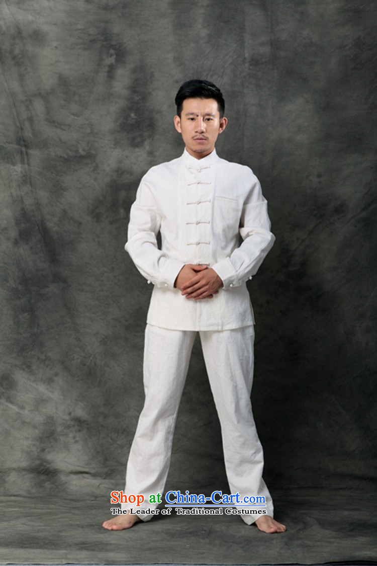 Hee-Snapshot Lung Men Tang long-sleeved shirt with cotton linen collar tray snap Chinese clothing retro NEW SHIRT White XL Photo, prices, brand platters! The elections are supplied in the national character of distribution, so action, buy now enjoy more preferential! As soon as possible.