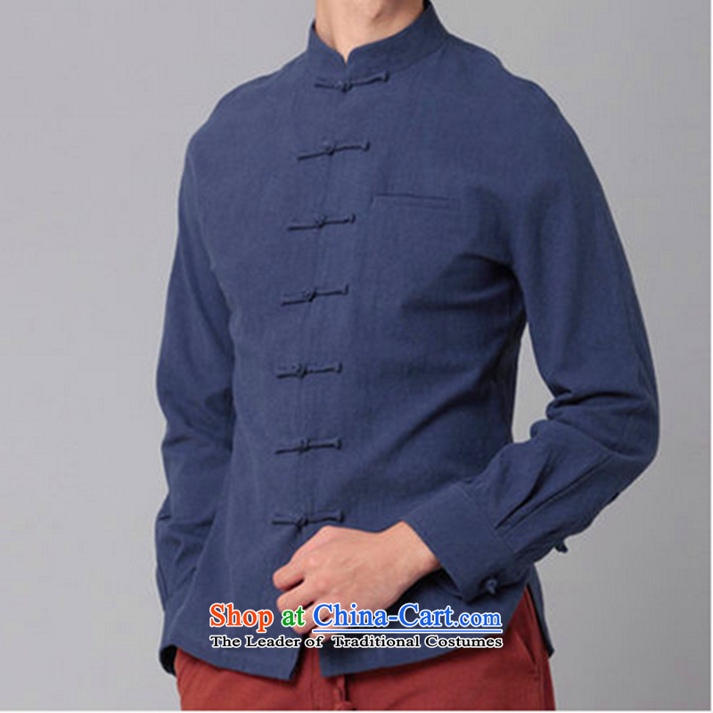 Hee-Snapshot Lung Men Tang long-sleeved shirt with cotton linen collar tray snap Chinese clothing retro NEW SHIRT White XL, Hee-snapshot (XZAOLONG lung) , , , shopping on the Internet