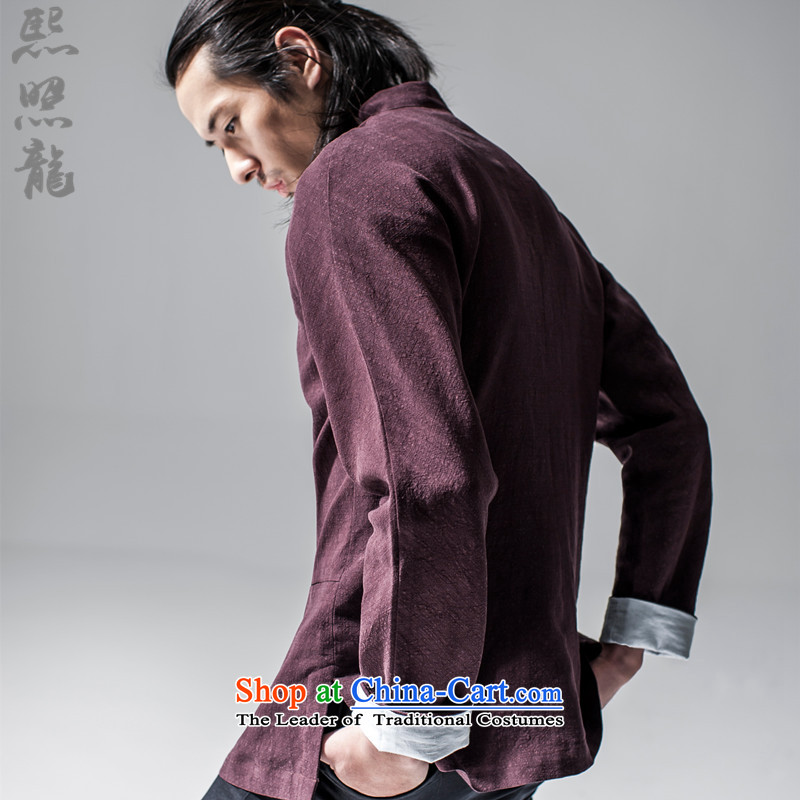 Hee-Snapshot Dragon 2015 new Chinese Han-Tang dynasty China Wind Jacket Taegeuk Service Men's Shirt Chinese Men's Mock-Neck dark green , L-hee (XZAOLONG snapshot lung) , , , shopping on the Internet